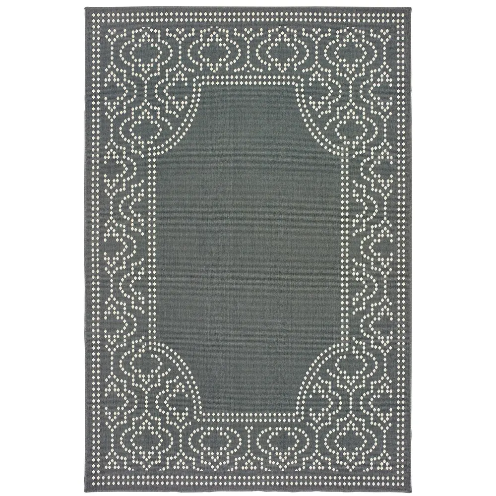 Marina 1247X Grey/ Ivory Indoor/Outdoor Area Rug - 5'3