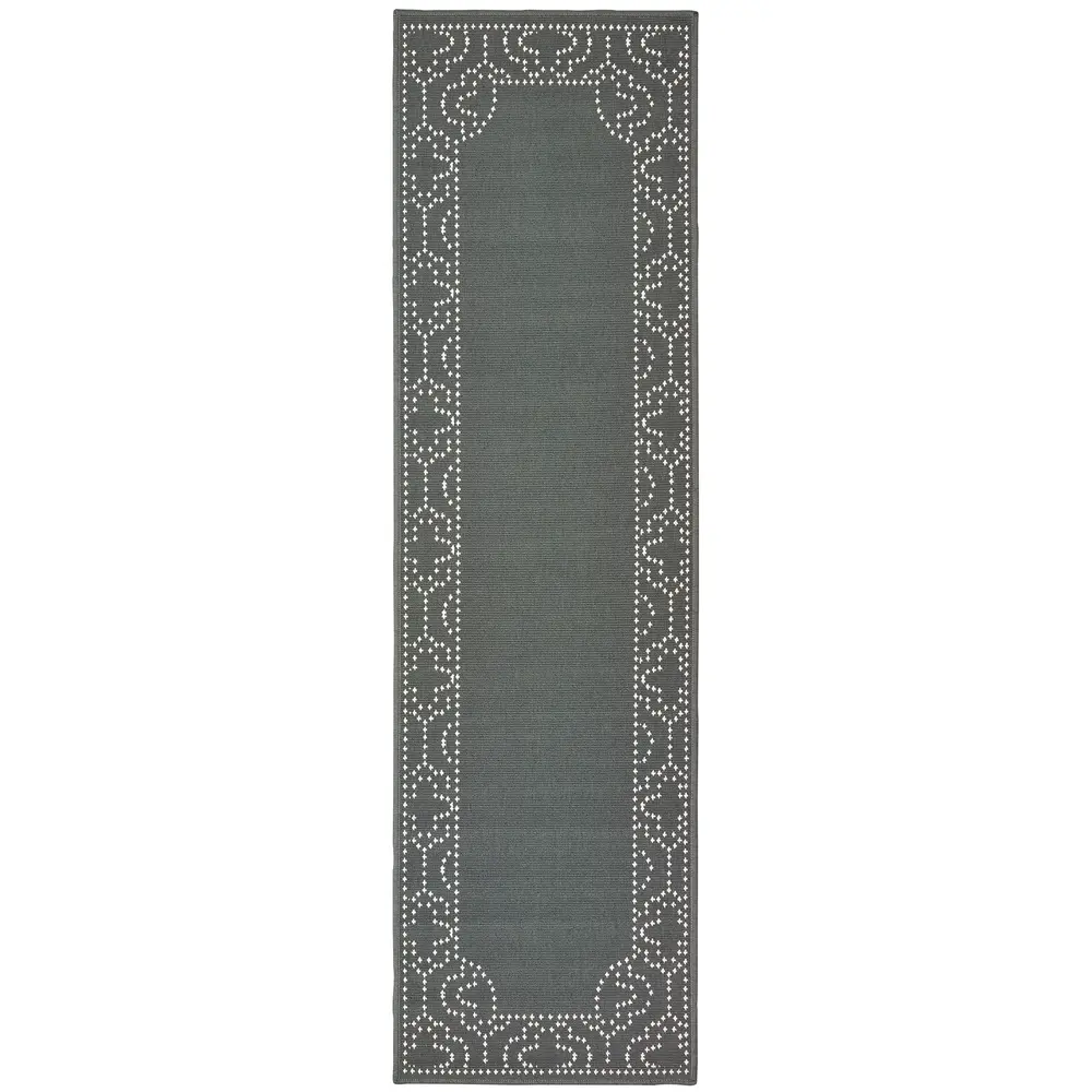 Marina 1247X Grey/ Ivory Indoor/Outdoor Area Rug - 2'3