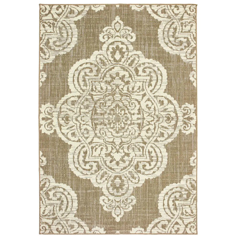 Marina 5929J Tan/ Ivory Indoor/Outdoor Area Rug - 6'7