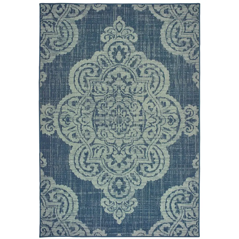 Marina 5929B Navy/ Grey Indoor/Outdoor Area Rug - 7'10