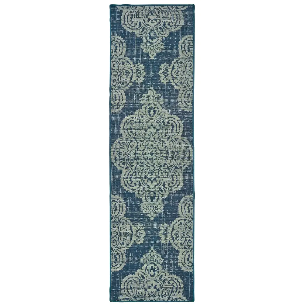 Marina 5929B Navy/ Grey Indoor/Outdoor Area Rug - 2'3
