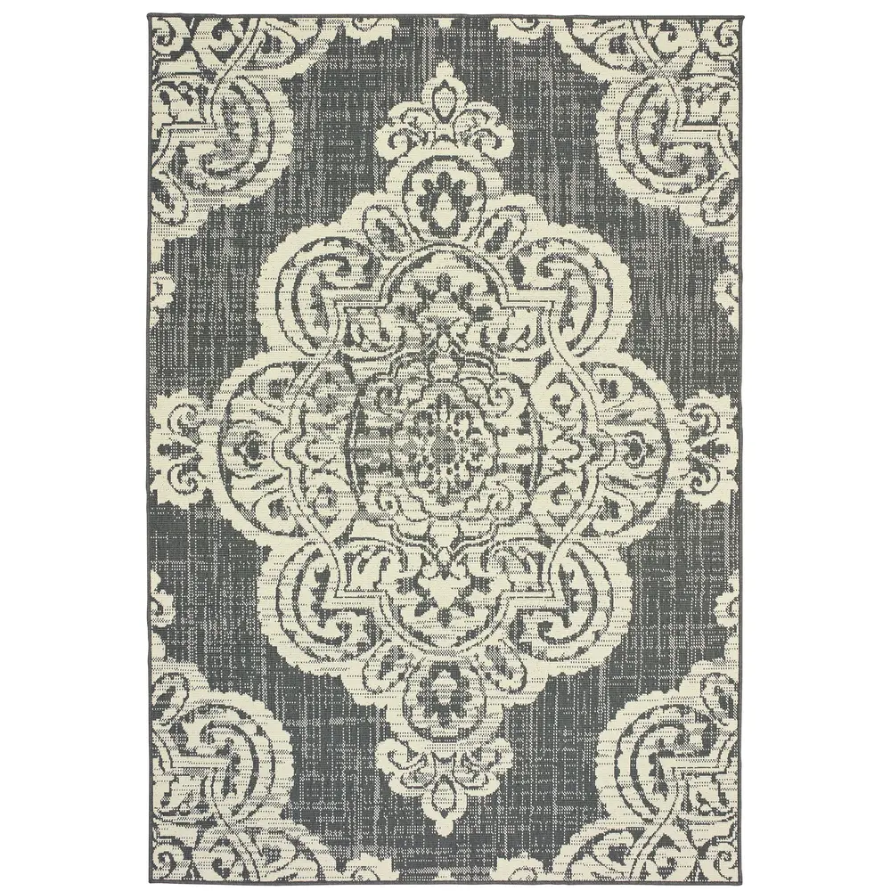 Marina 5929E Grey/ Ivory Indoor/Outdoor Area Rug - 2'5