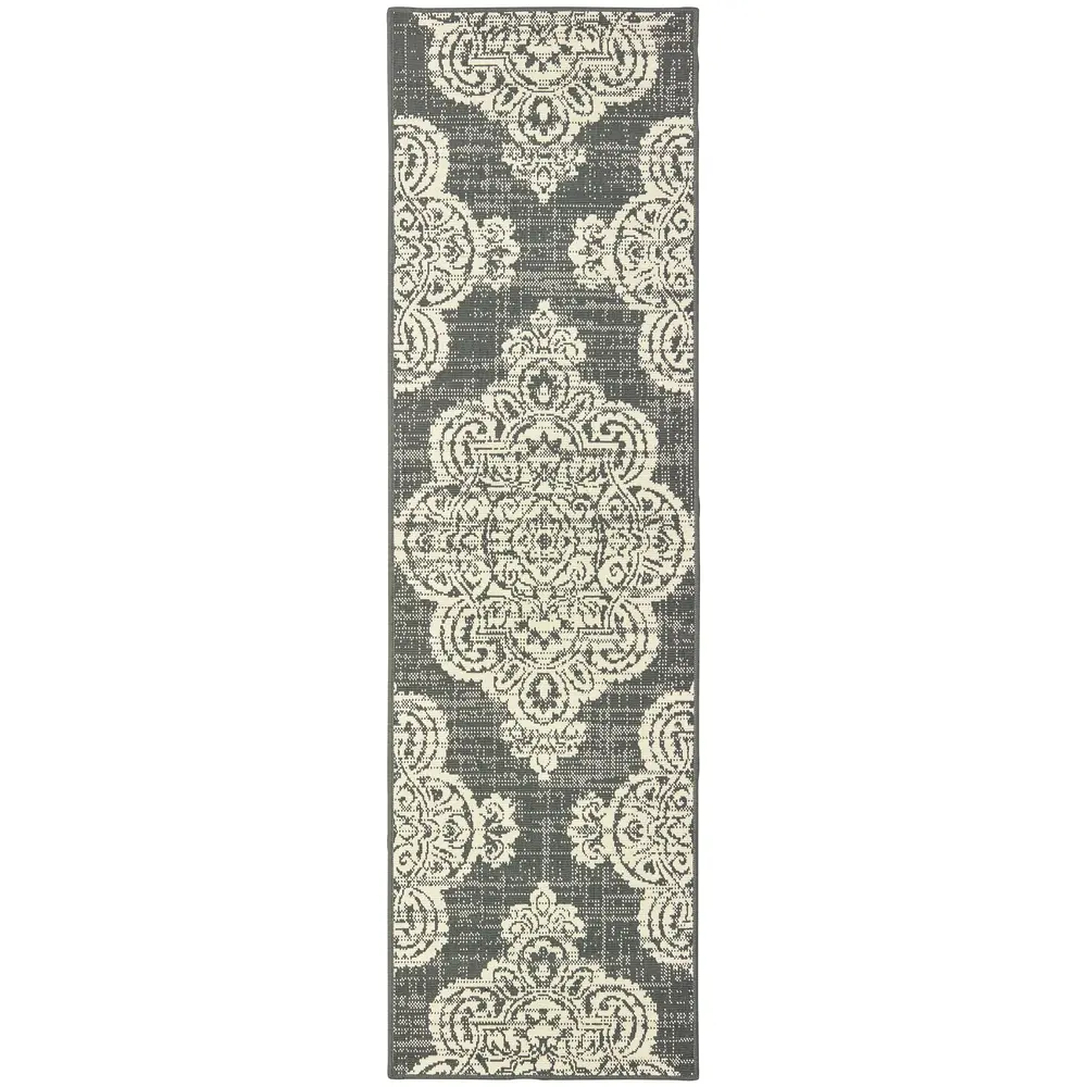Marina 5929E Grey/ Ivory Indoor/Outdoor Area Rug - 2'3