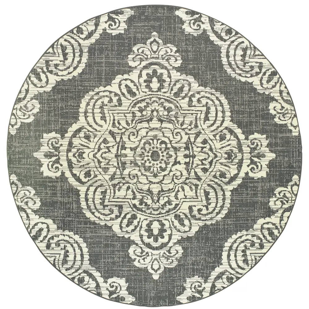 Marina 5929E Grey/ Ivory Indoor/Outdoor Area Rug - 7'10