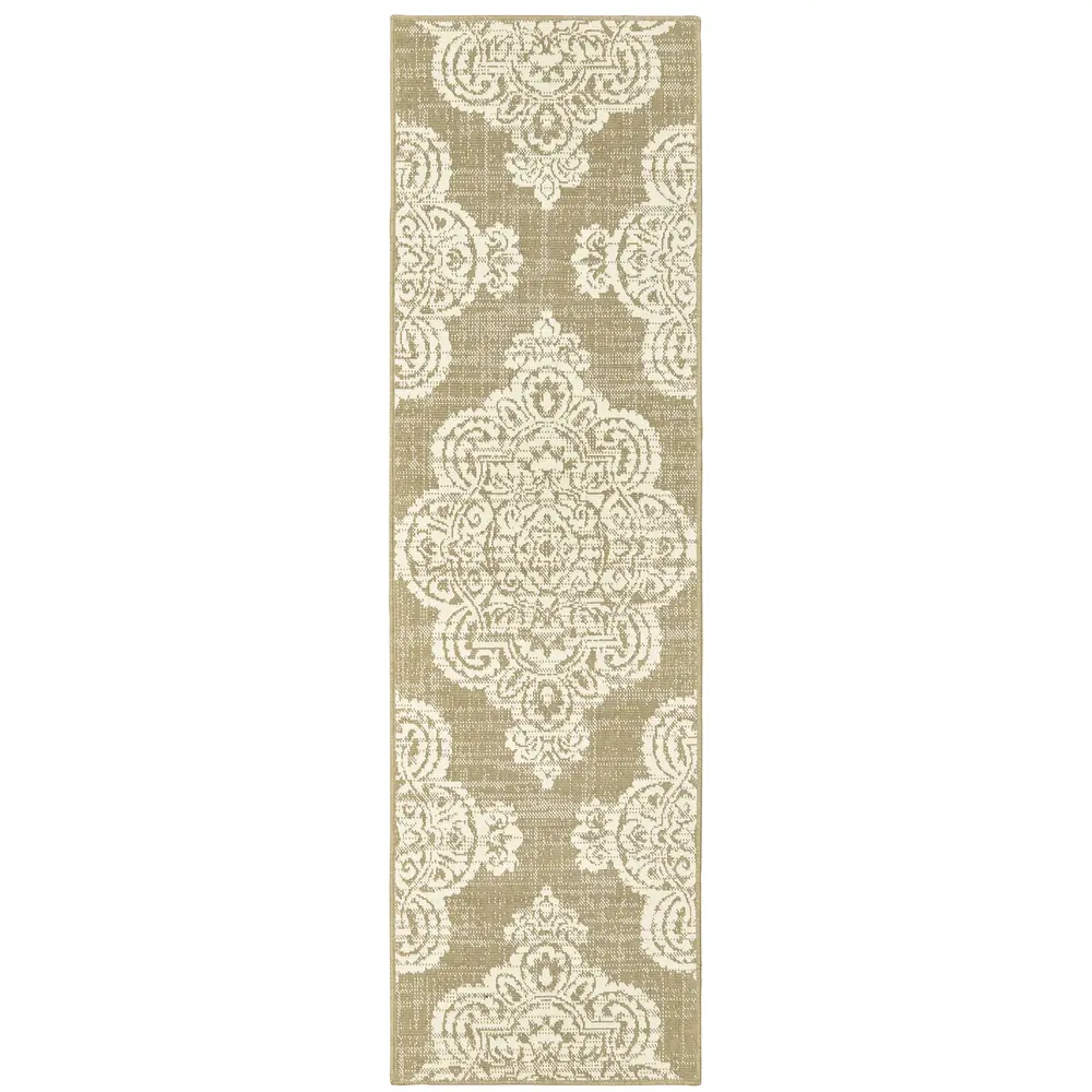 Marina 5929J Tan/ Ivory Indoor/Outdoor Area Rug - 2'3