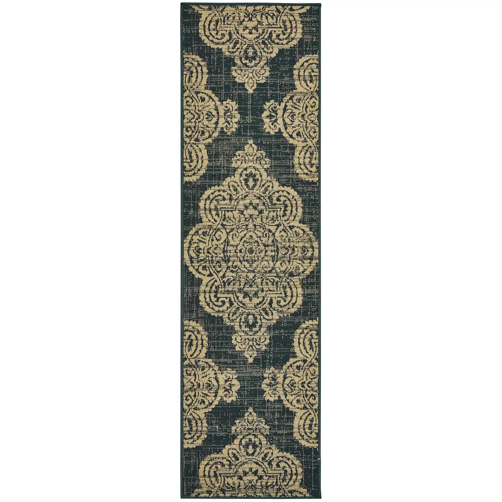 Marina 5929K Black/ Tan Indoor/Outdoor Area Rug - 2'3