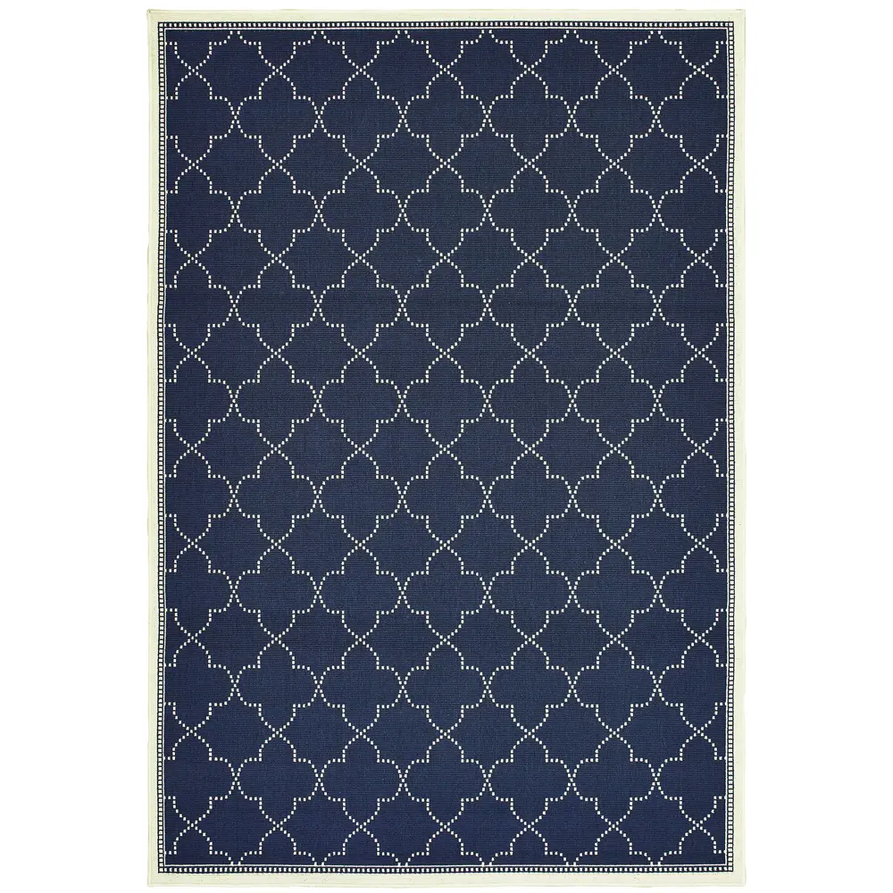 Marina 6025P Navy/ Ivory Indoor/Outdoor Area Rug - 6'7