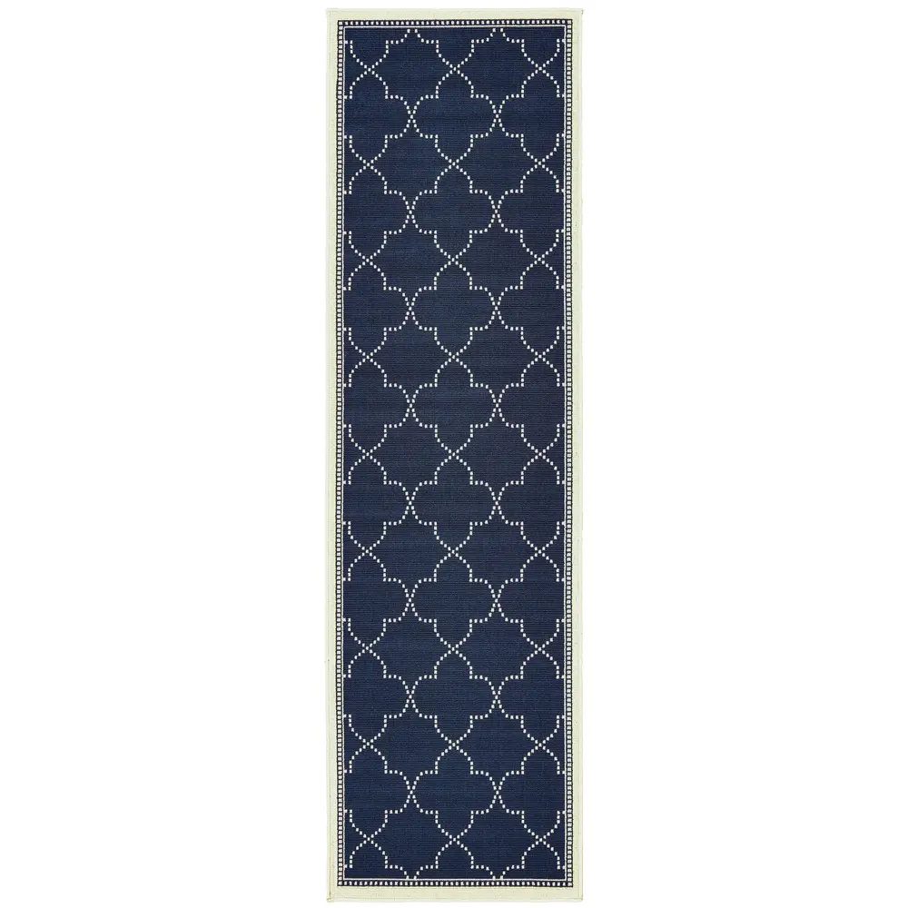 Marina 6025P Navy/ Ivory Indoor/Outdoor Area Rug - 2'3