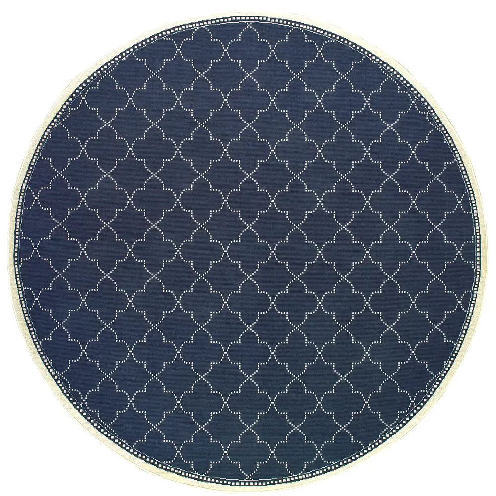 Marina 6025P Navy/ Ivory Indoor/Outdoor Area Rug - 7'10