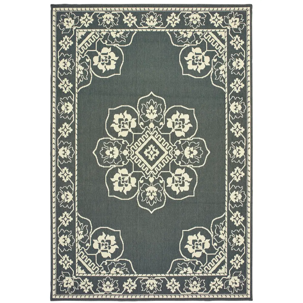 Marina 7764E Grey/ Ivory Indoor/Outdoor Area Rug - 1'9