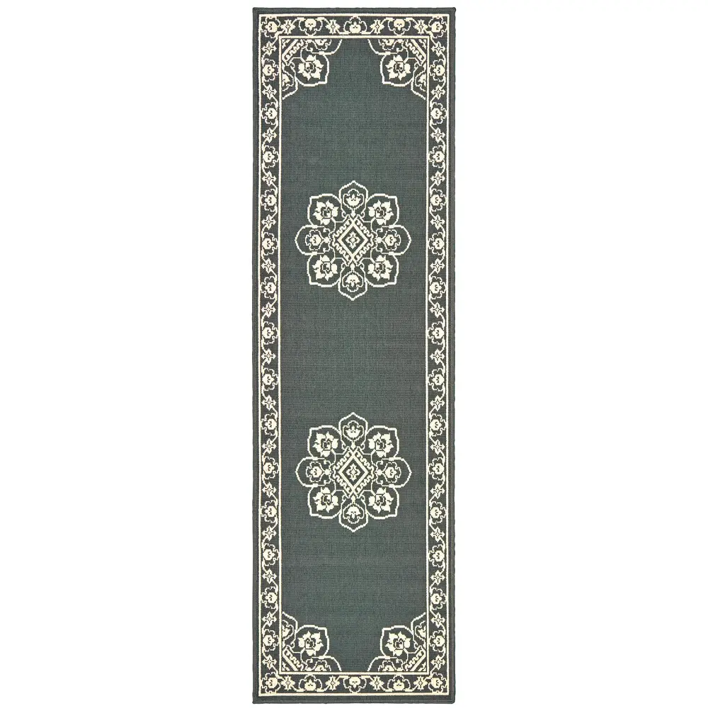 Marina 7764E Grey/ Ivory Indoor/Outdoor Area Rug - 2'3