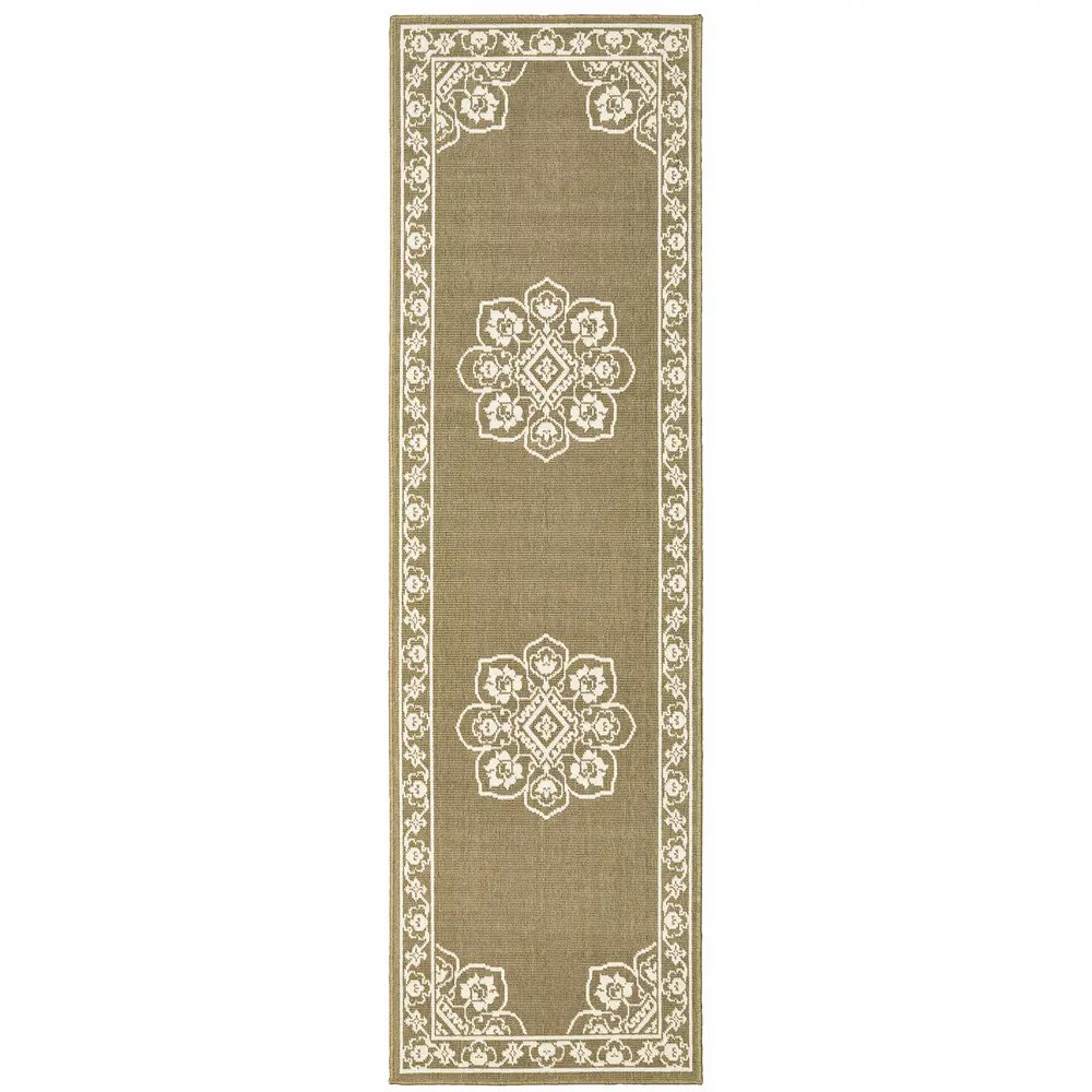 Marina 7764J Tan/ Ivory Indoor/Outdoor Area Rug - 2'3