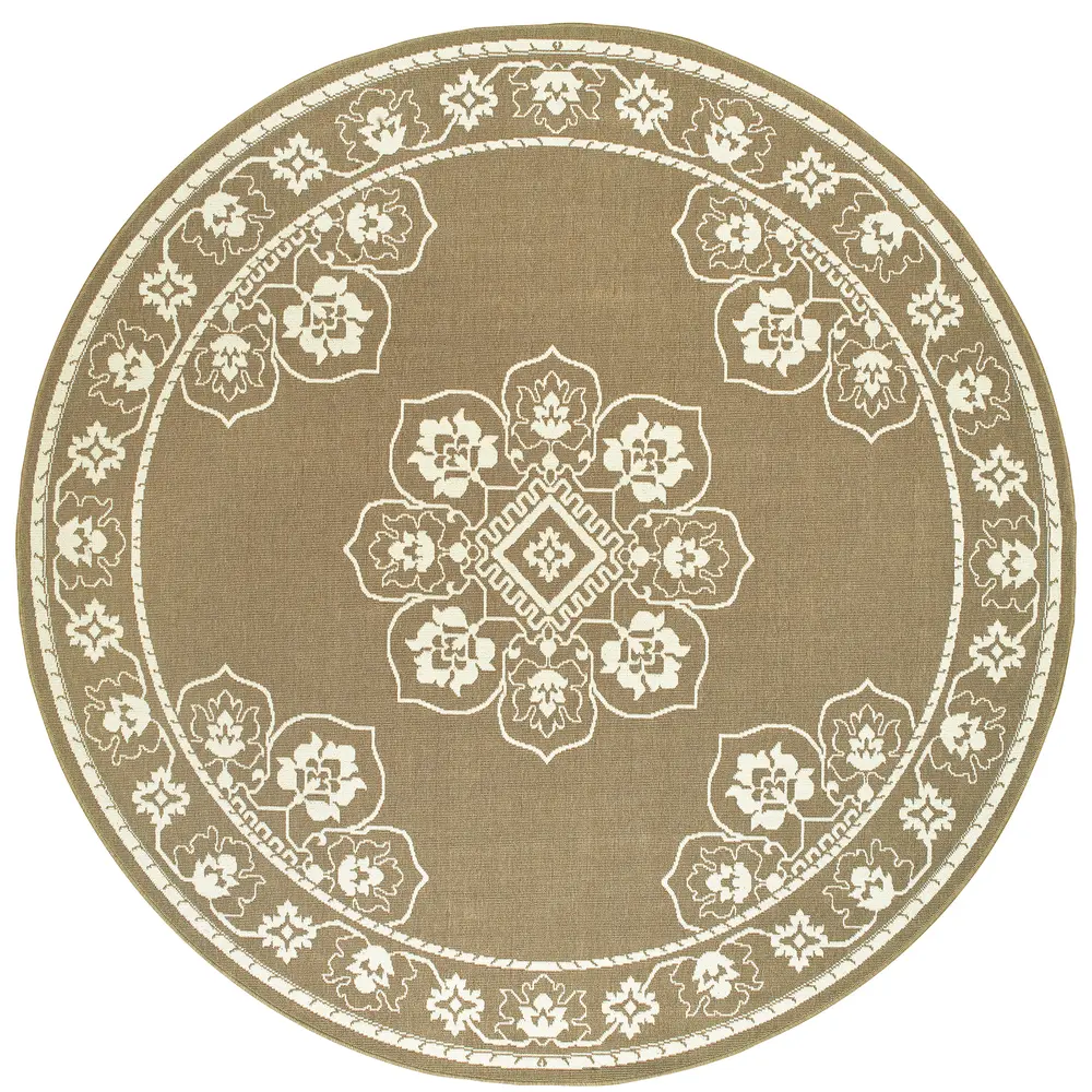 Marina 7764J Tan/ Ivory Indoor/Outdoor Area Rug - 7'10