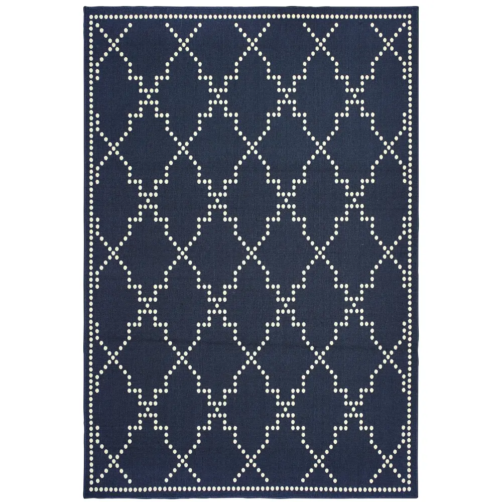 Marina 7765B Navy/ Ivory Indoor/Outdoor Area Rug - 6'7