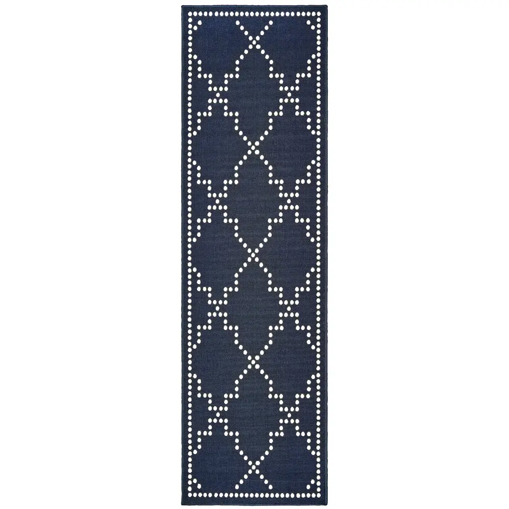 Marina 7765B Navy/ Ivory Indoor/Outdoor Area Rug - 2'3