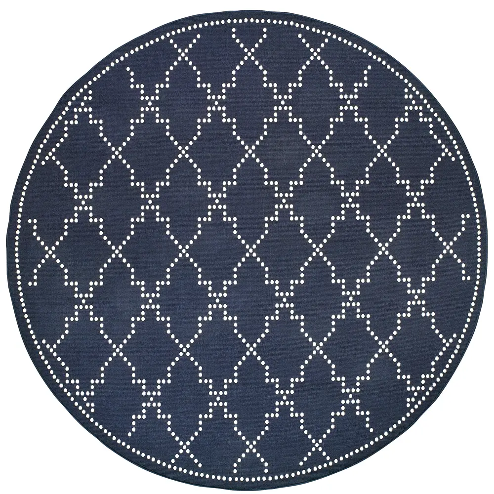 Marina 7765B Navy/ Ivory Indoor/Outdoor Area Rug - 7'10