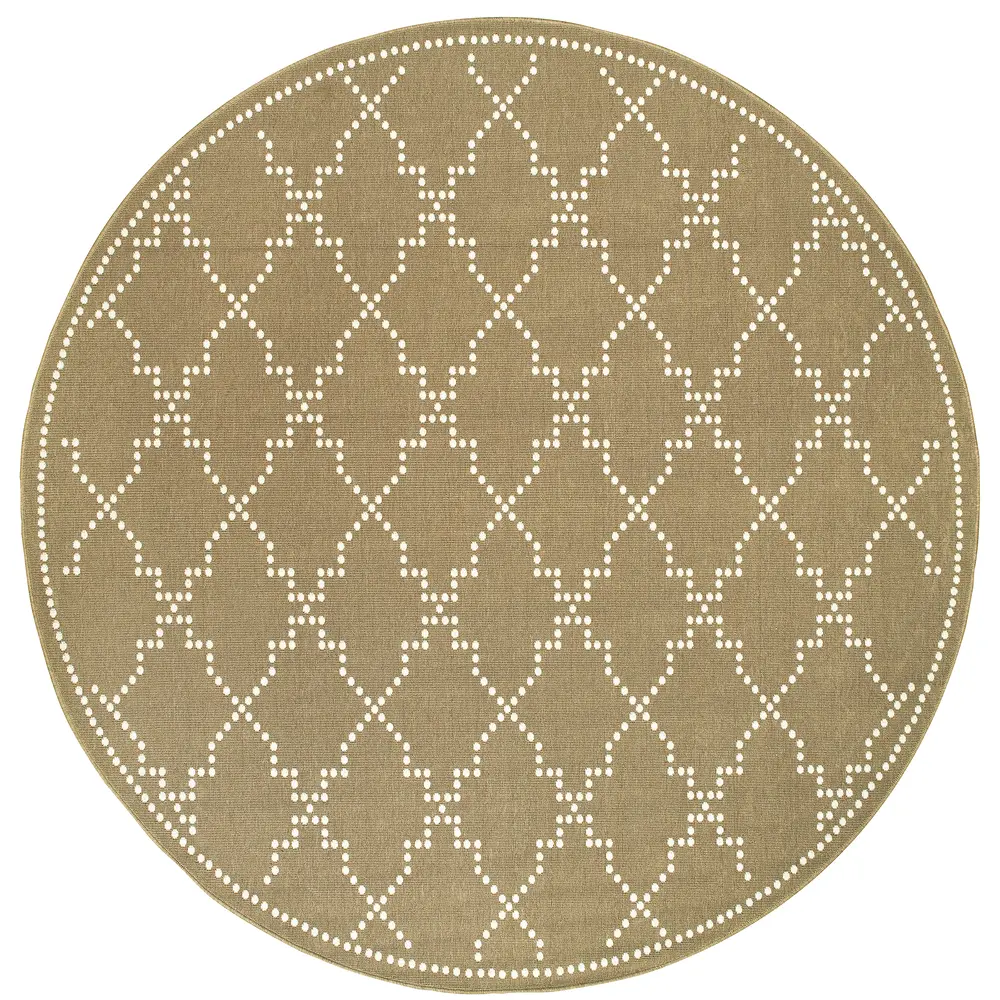 Marina 7765Y Tan/ Ivory Indoor/Outdoor Area Rug - 7'10