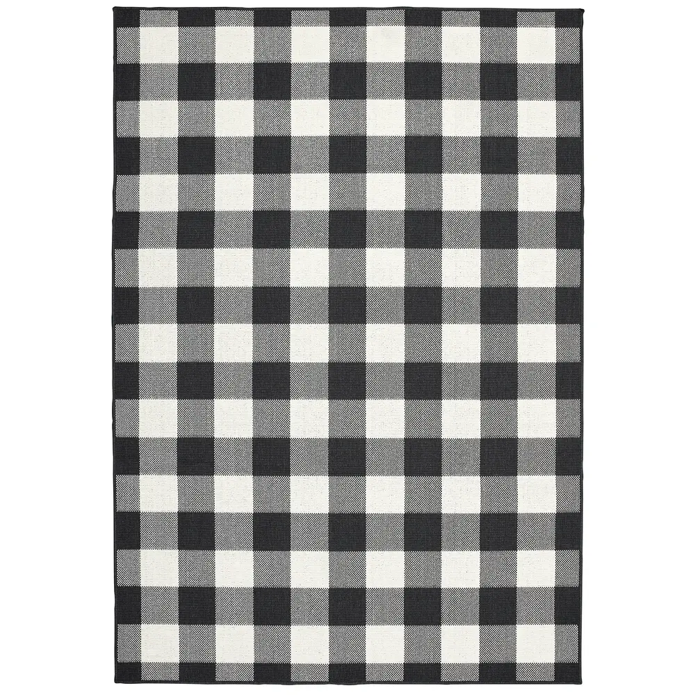 Marina 1932K Black/ Ivory Indoor/Outdoor Area Rug - 5'3
