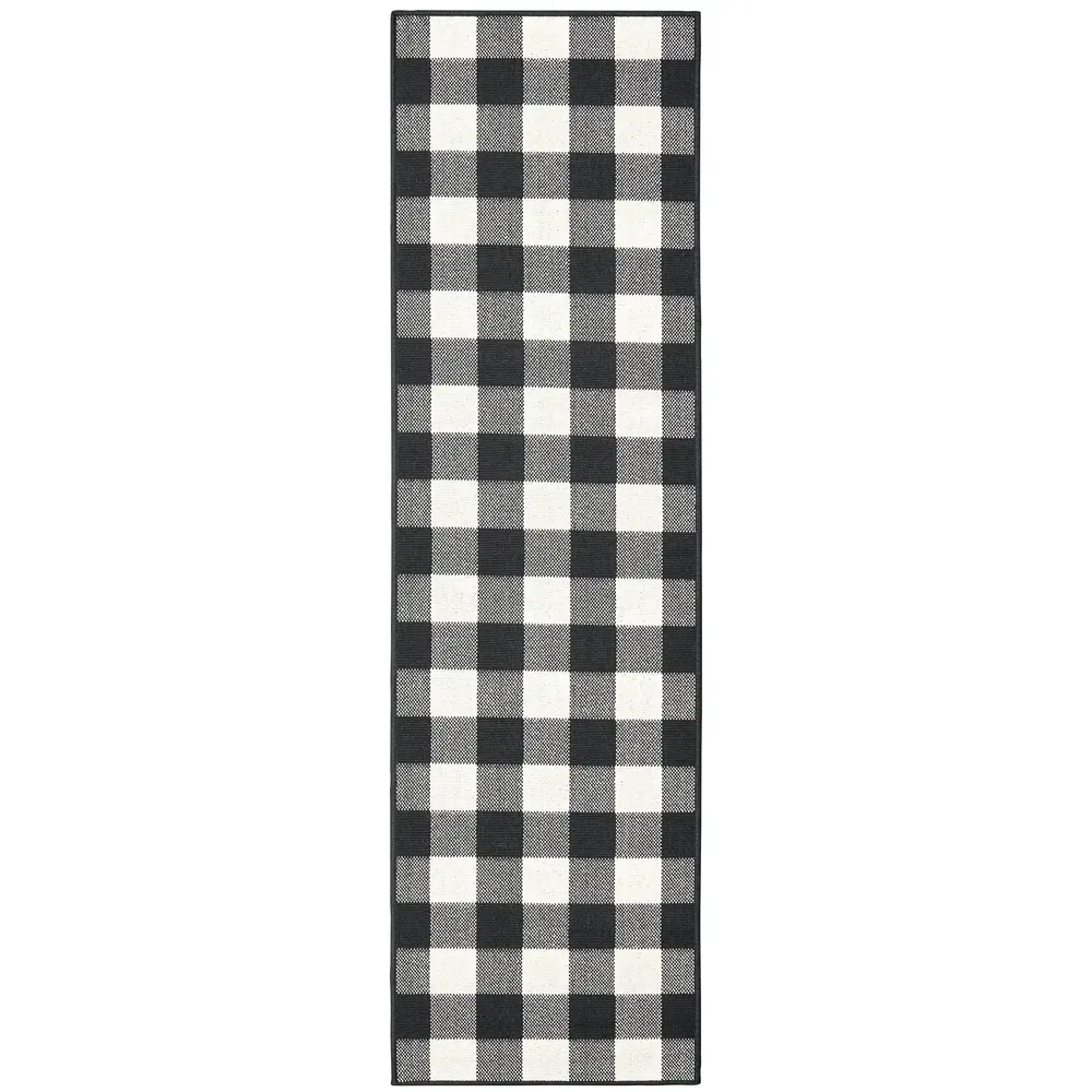 Marina 1932K Black/ Ivory Indoor/Outdoor Area Rug - 2'3