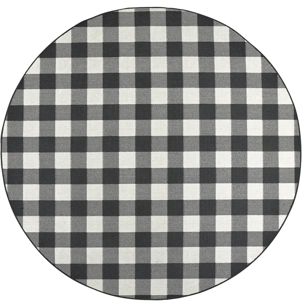 Marina 1932K Black/ Ivory Indoor/Outdoor Area Rug - 7'10