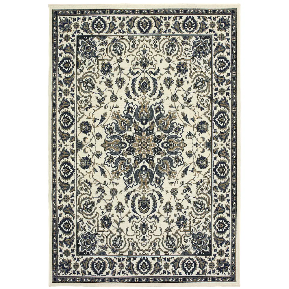 Marina 1248W Ivory/ Navy Indoor/Outdoor Area Rug - 2'5