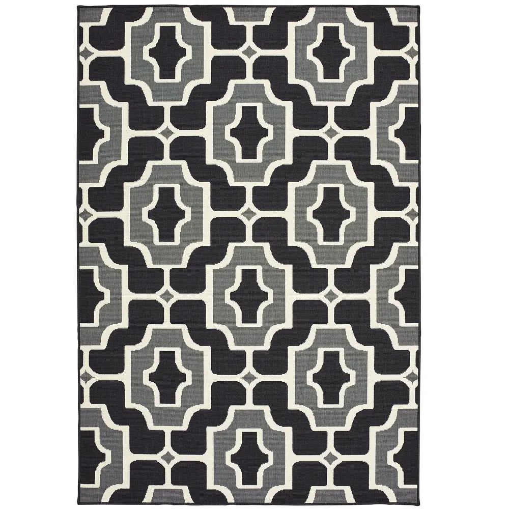 Marina 1491Z Black/ Grey Indoor/Outdoor Area Rug - 5'3