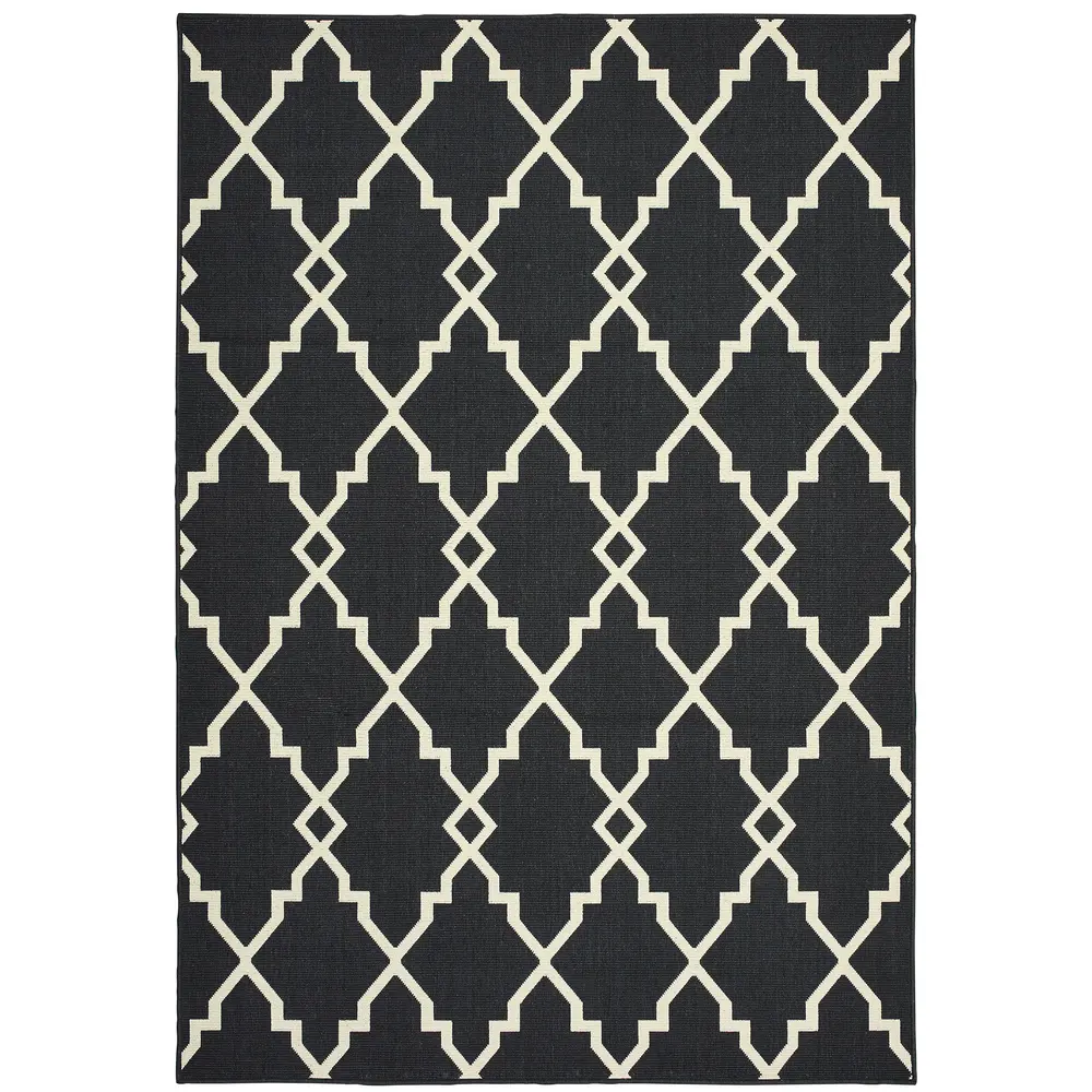 Marina 7763K Black/ Ivory Indoor/Outdoor Area Rug - 7'10