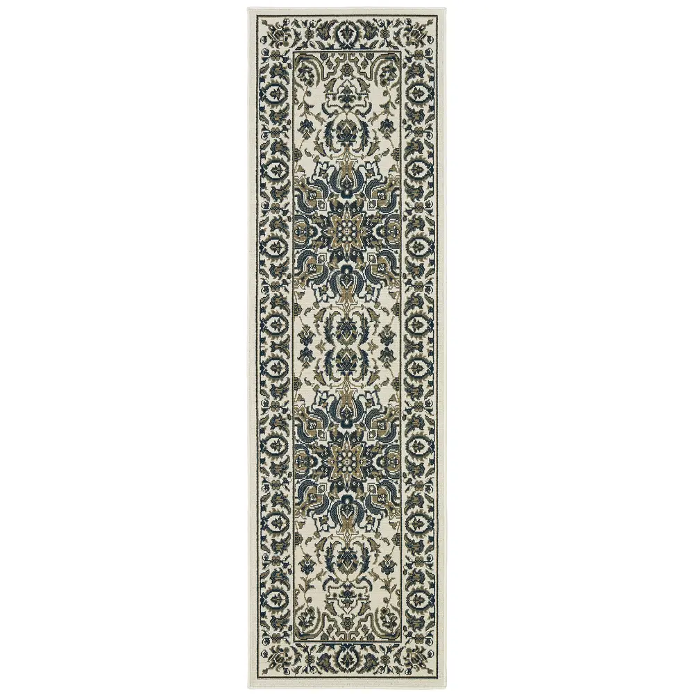 Marina 1248W Ivory/ Navy Indoor/Outdoor Area Rug - 2'3