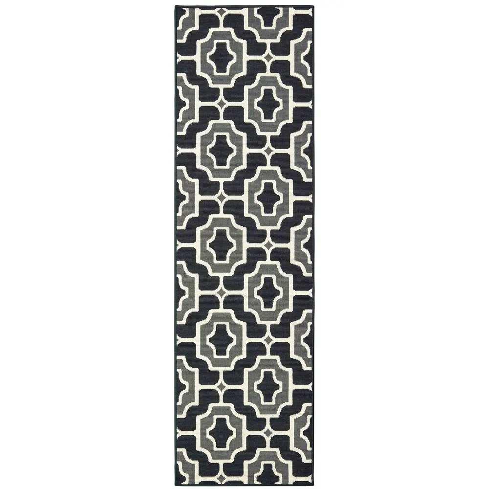 Marina 1491Z Black/ Grey Indoor/Outdoor Area Rug - 2'3
