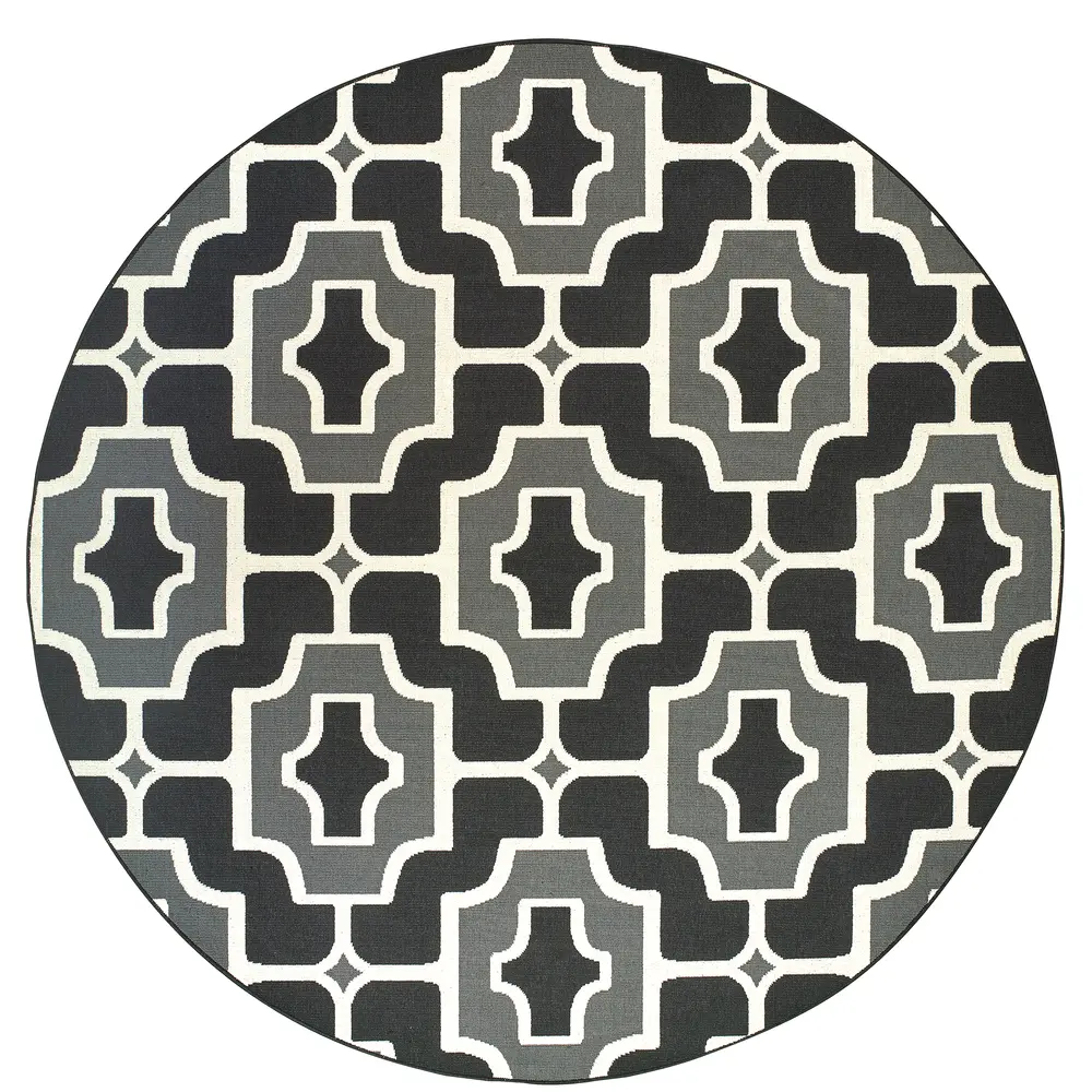 Marina 1491Z Black/ Grey Indoor/Outdoor Area Rug - 7'10