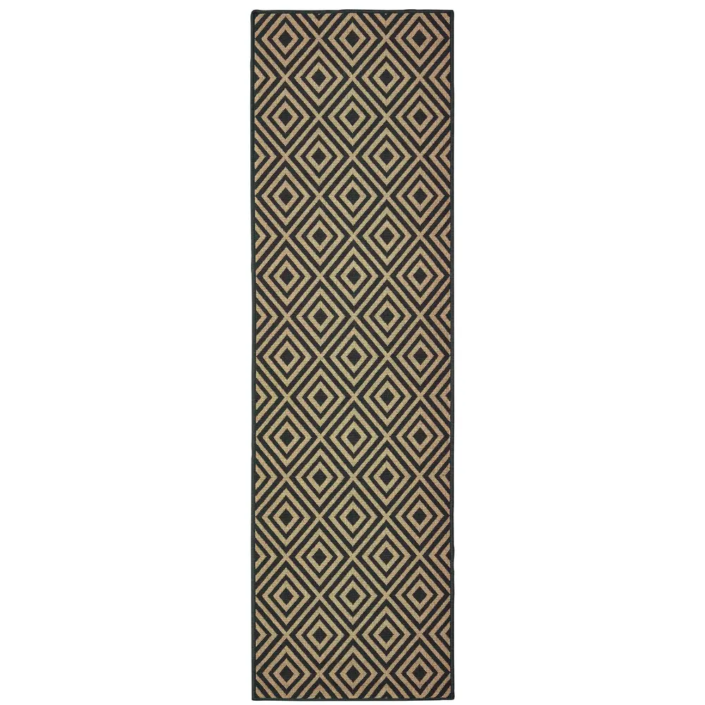 Marina 2335K Black/ Tan Indoor/Outdoor Area Rug - 2'3