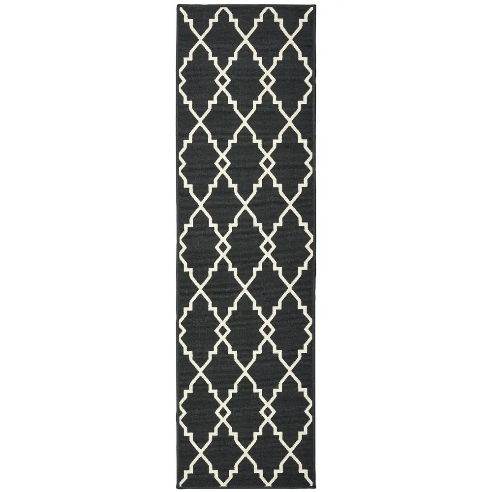 Marina 7763K Black/ Ivory Indoor/Outdoor Area Rug - 2'3