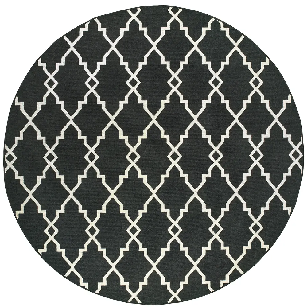 Marina 7763K Black/ Ivory Indoor/Outdoor Area Rug - 7'10