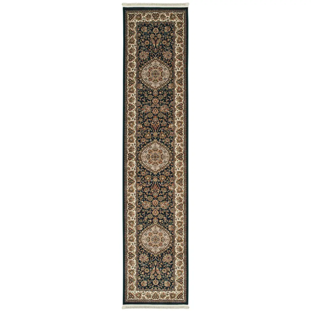 Masterpiece 033B2 Dark Blue/ Ivory Indoor Area Rug - 2'3