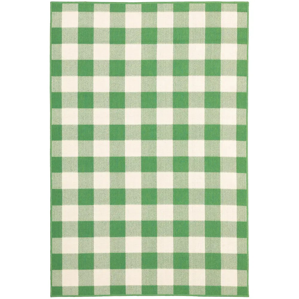 Meridian 2598G Green/ Ivory Indoor/Outdoor Area Rug - 3'7
