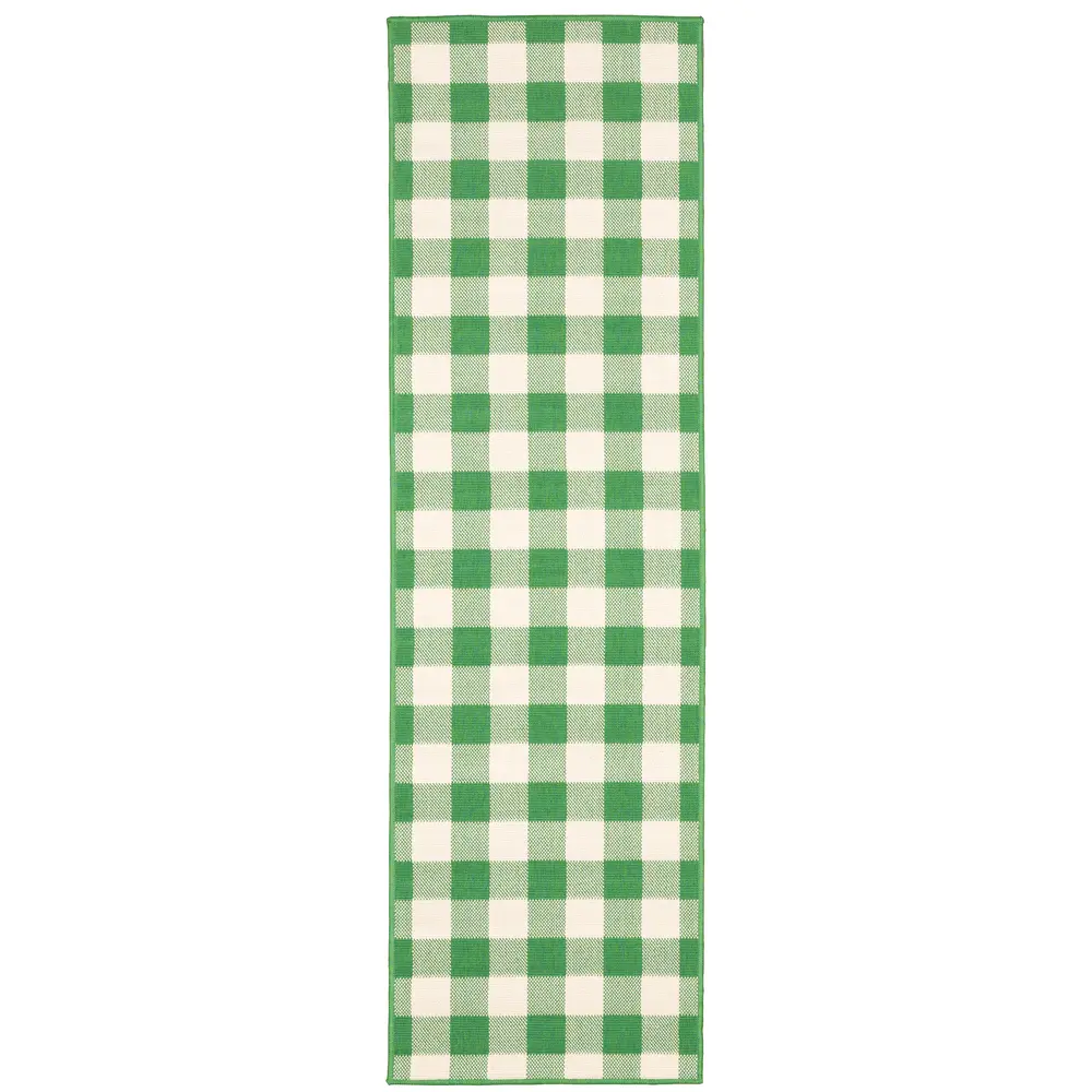 Meridian 2598G Green/ Ivory Indoor/Outdoor Area Rug - 2'3