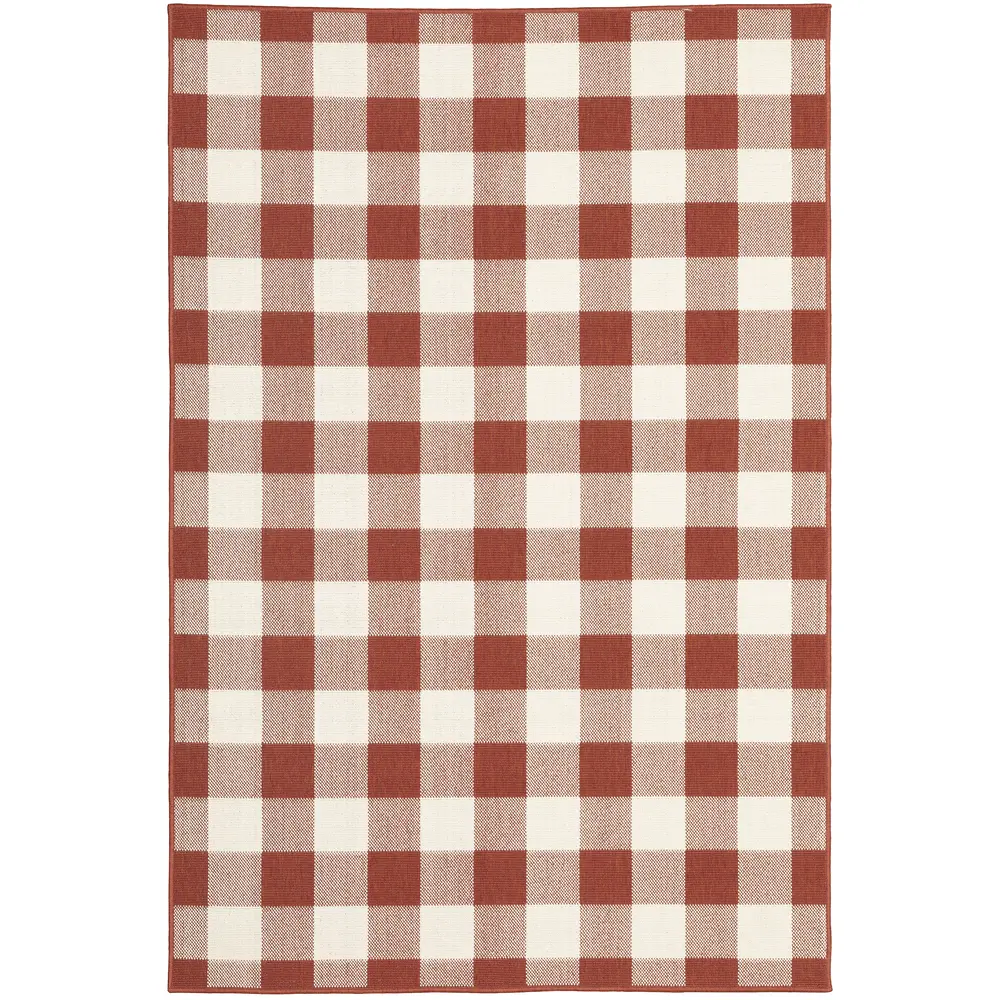 Meridian 2598R Red/ Ivory Indoor/Outdoor Area Rug - 7'10
