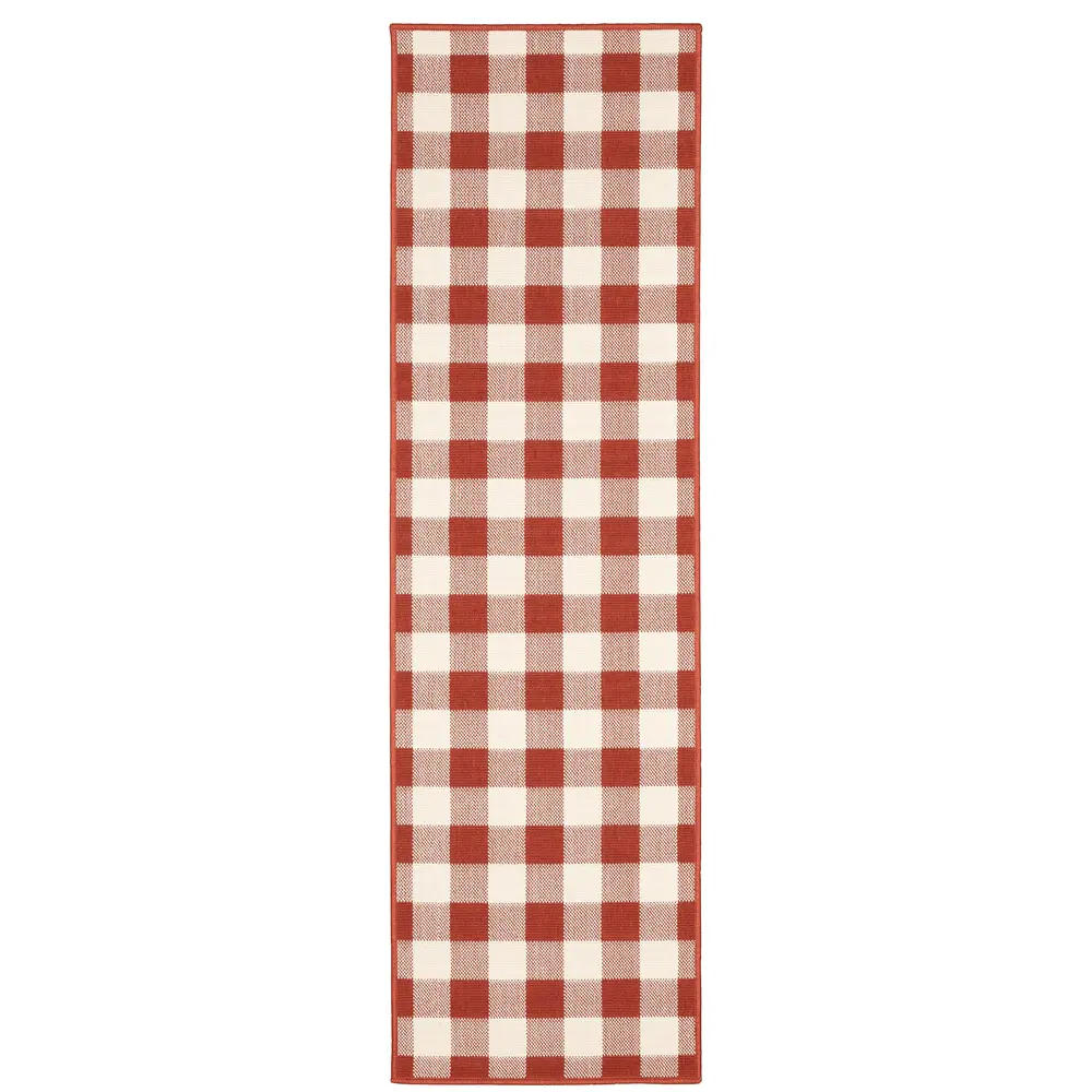 Meridian 2598R Red/ Ivory Indoor/Outdoor Area Rug - 2'3