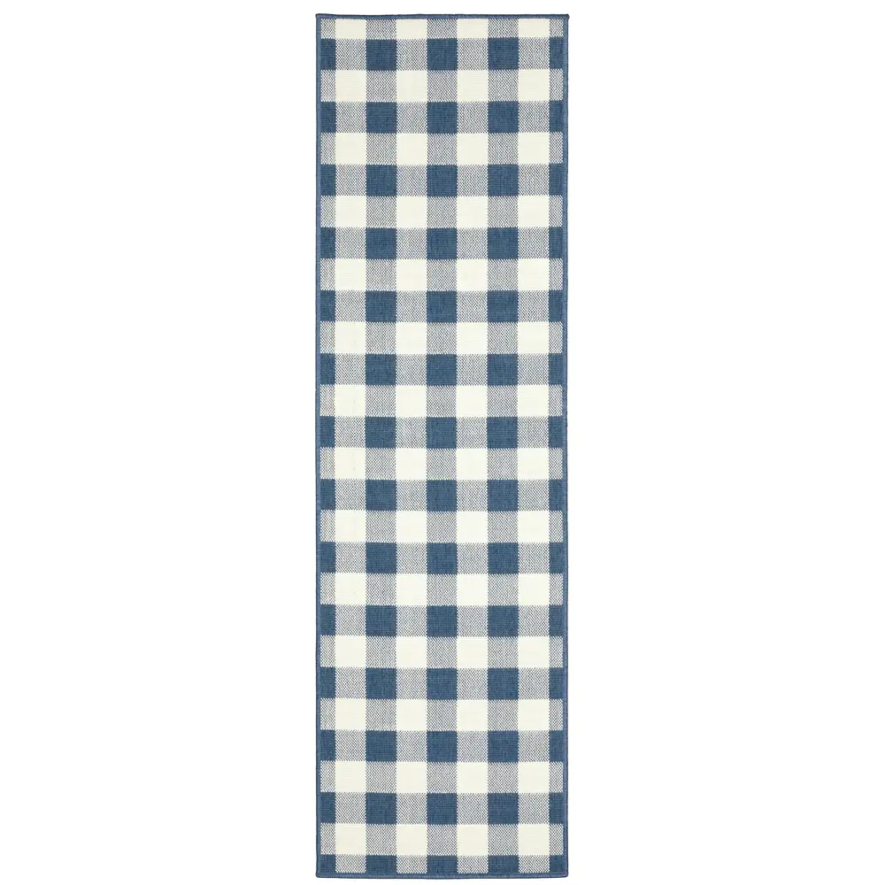 Meridian 2598V Blue/ Ivory Indoor/Outdoor Area Rug - 2'3