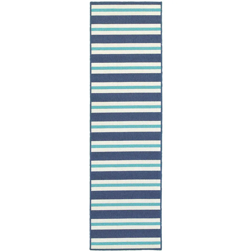 Meridian 5701B Blue/ Ivory Indoor/Outdoor Area Rug - 2'3