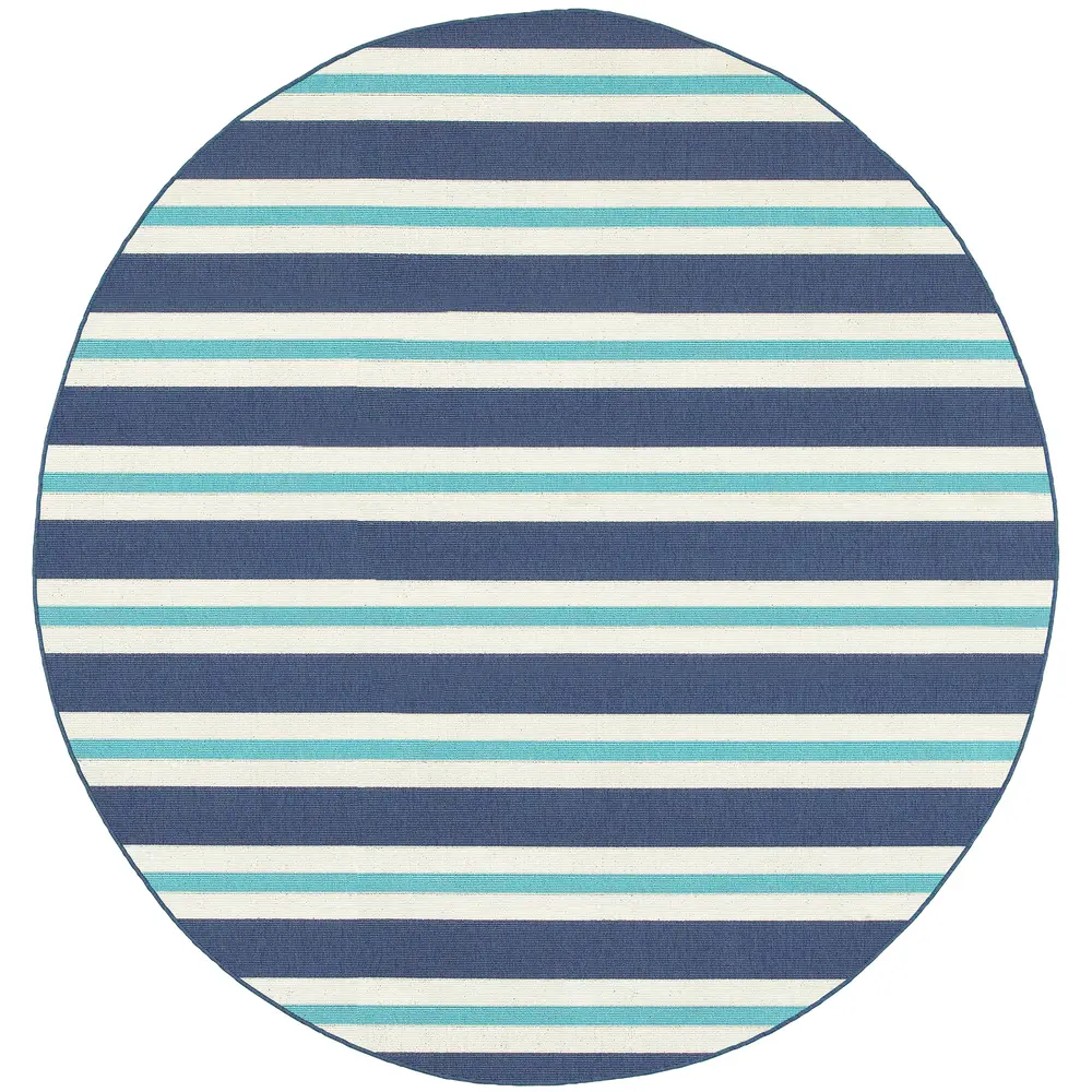 Meridian 5701B Blue/ Ivory Indoor/Outdoor Area Rug - 7'10