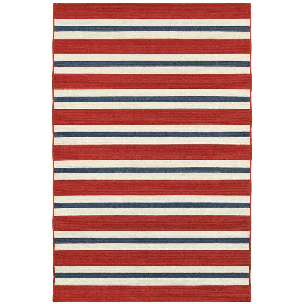 Meridian 5701R Red/ Blue Indoor/Outdoor Area Rug - 6'7