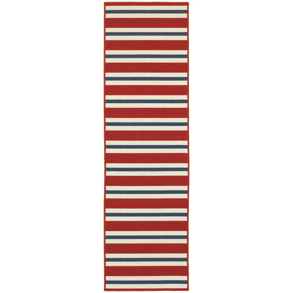Meridian 5701R Red/ Blue Indoor/Outdoor Area Rug - 2'3