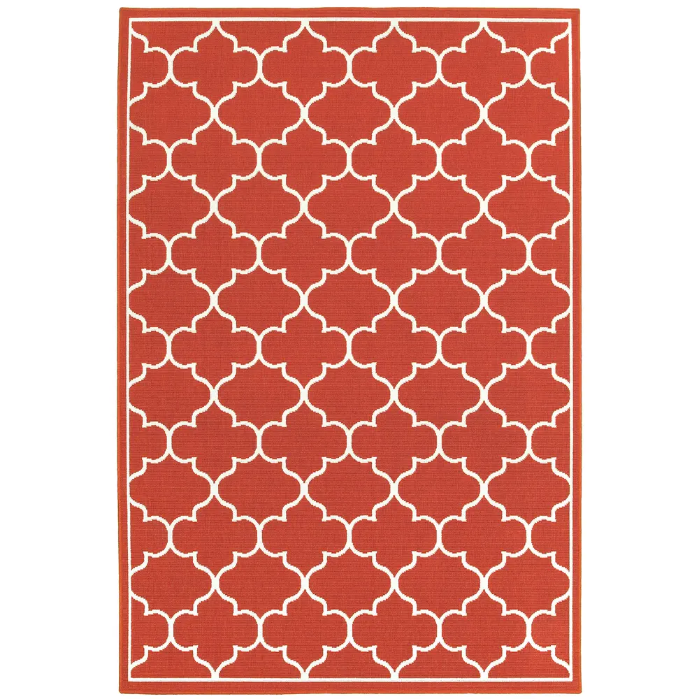Meridian 1295R Red/ Ivory Indoor/Outdoor Area Rug - 5'3