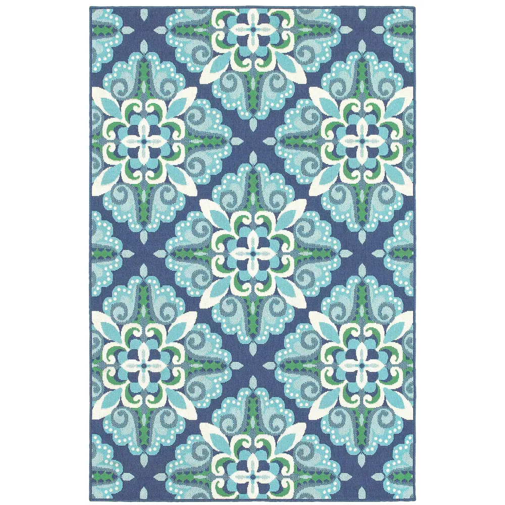 Meridian 2206B Blue/ Green Indoor/Outdoor Area Rug - 3'7