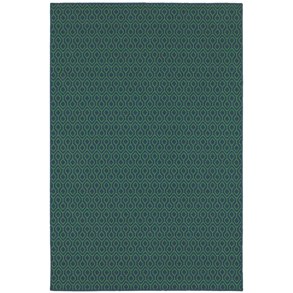 Meridian 1634Q Navy/ Green Indoor/Outdoor Area Rug - 7'10