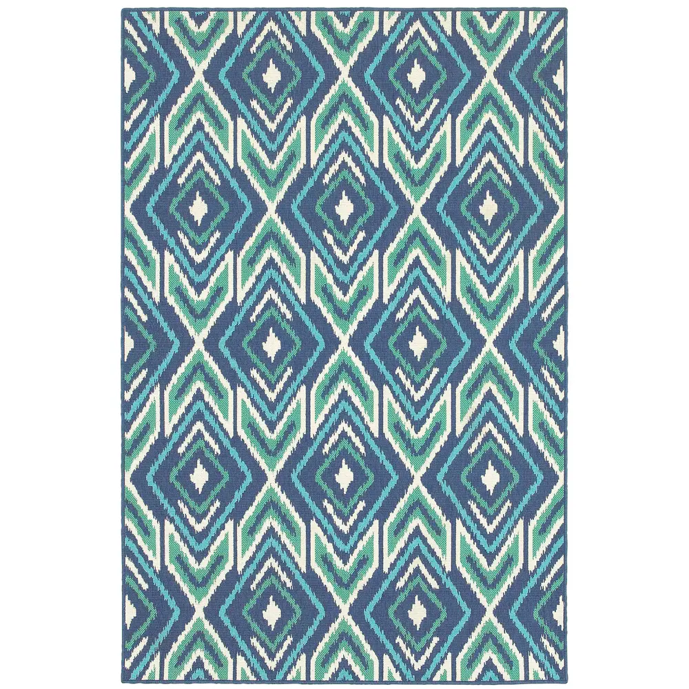 Meridian 2209B Navy/ Green Indoor/Outdoor Area Rug - 6'7