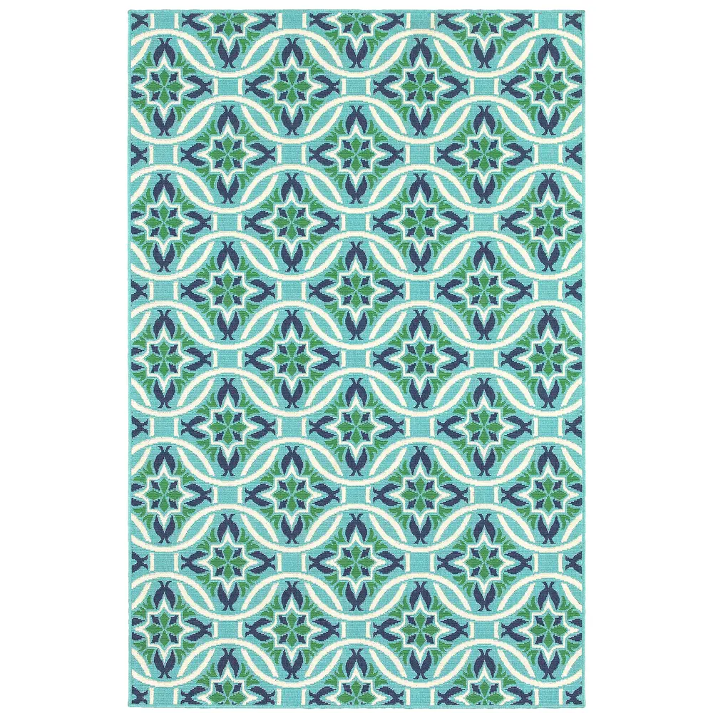 Meridian 5868L Blue/ Green Indoor/Outdoor Area Rug - 6'7