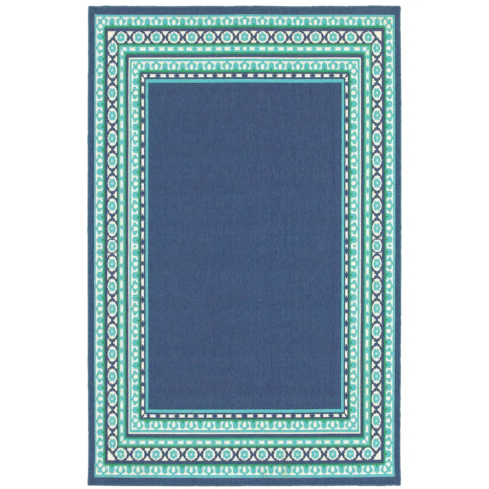Meridian 9650B Navy/ Green Indoor/Outdoor Area Rug - 3'7