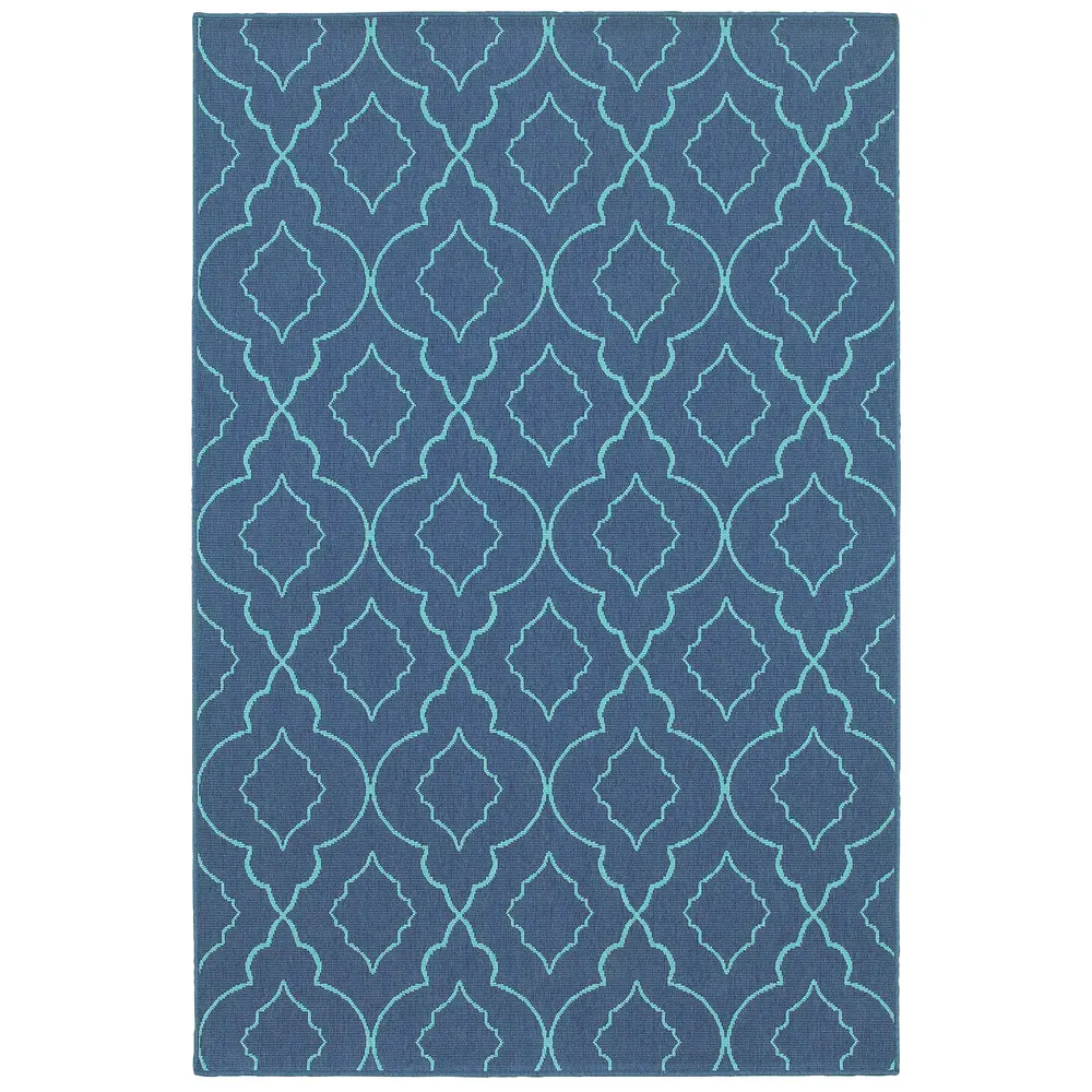 Meridian 7541B Navy/ Blue Indoor/Outdoor Area Rug - 6'7